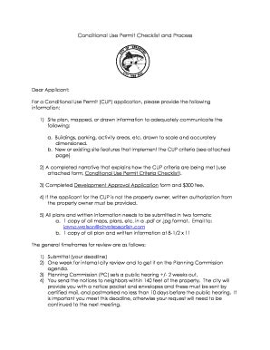 Fillable Online Conditional Use Permit Checklist And Process Fax Email