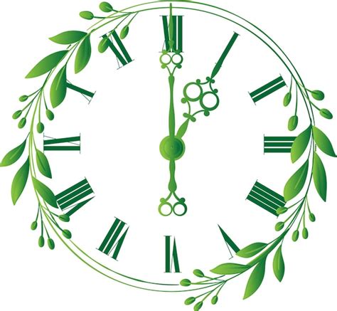 Naturaleza Vintage Reloj Antiguo Diseño Vectorial Reloj De Color Verde