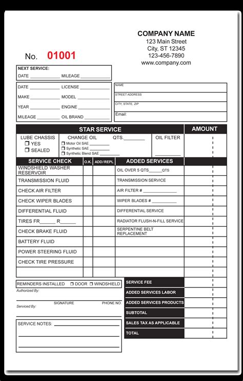 Jiffy Lube Receipt Template Williamson