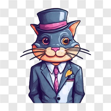 Descarga Elegante Gato De Dibujos Animados Con Traje Y Sombrero De Copa