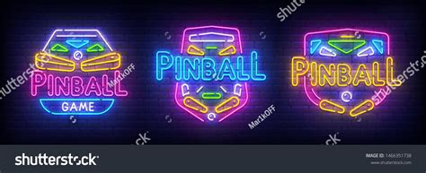 Pinball Neon Sign Bright Signboard Light Stock Vector Royalty Free