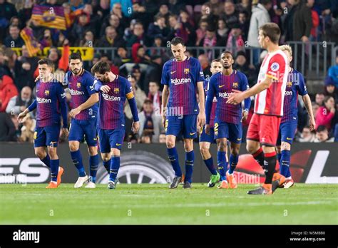 Spain 24th Of February Fc Barcelona Players Celebrate The Goal