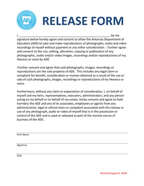 Arkansas Release Form Adult Fill Out Sign Online And Download Pdf Templateroller