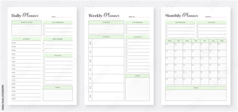 daily weekly monthly planner template  set  planner template