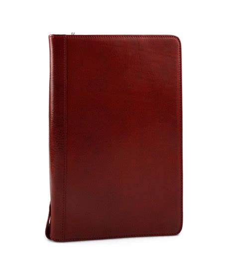 Leather folder A4 document file folder A4 red leather zipped document ...