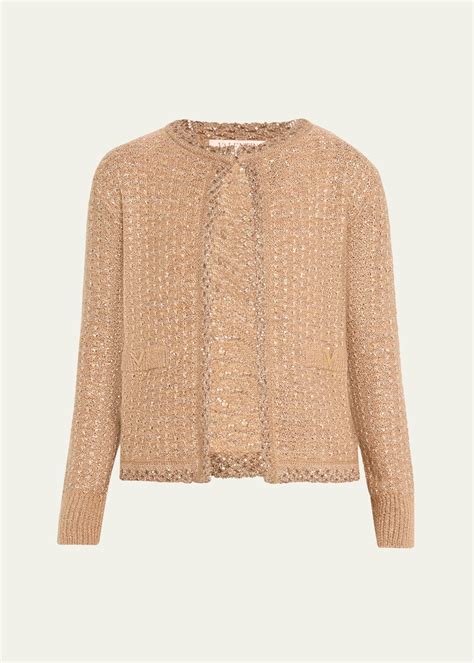 Valentino Garavani Sequined Knit Cardigan In 2024 Knit Cardigan Tops