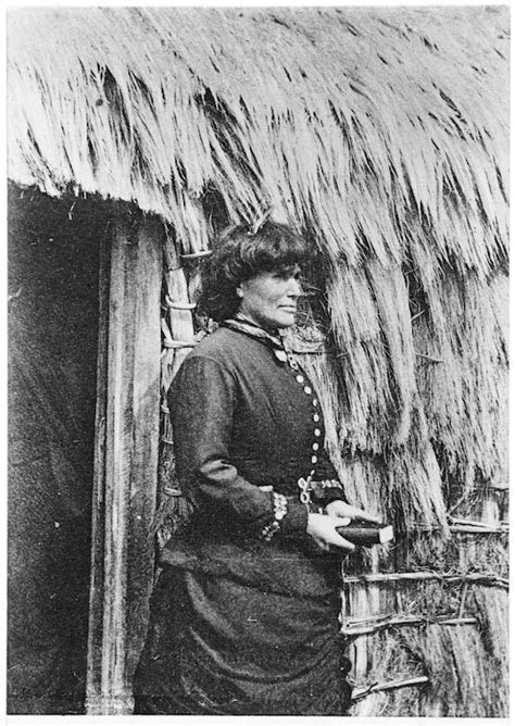 Sophia Hinerangi By Whare Doorway At Whakarewarewa Record Digitalnz