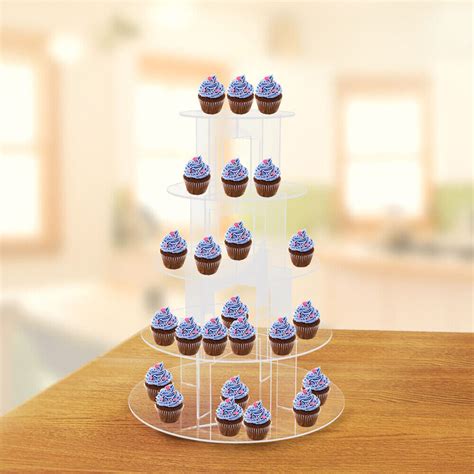 Clear Acrylic Round Cupcake Stand Display Wedding Party Tier Cup Cake