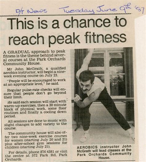 Newspaper Aerobics Classes At Park Orchards Community House With