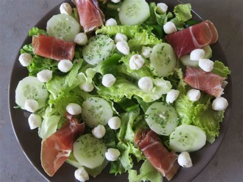 Salade Verte Au Concombre Jambon Cru Et Mozzarella Recette Salade