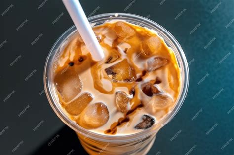 Premium Ai Image A Cup Of Iced Coffee With A Straw