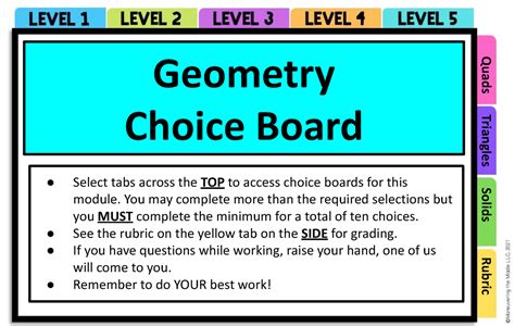 Geometry Choice Board Geometry Choice Board Select Tabs Across The