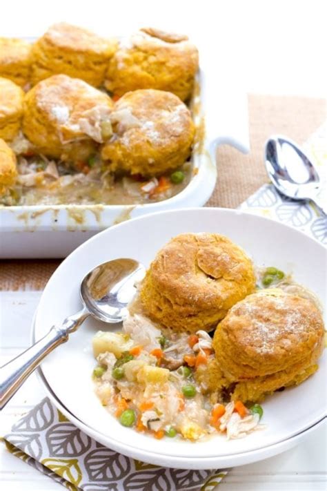 Turkey Pot Pie With Sweet Potato Biscuits