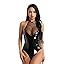 YOOJIA Women Patent Leather One Piece Wetlook Lingerie Halter Neck High