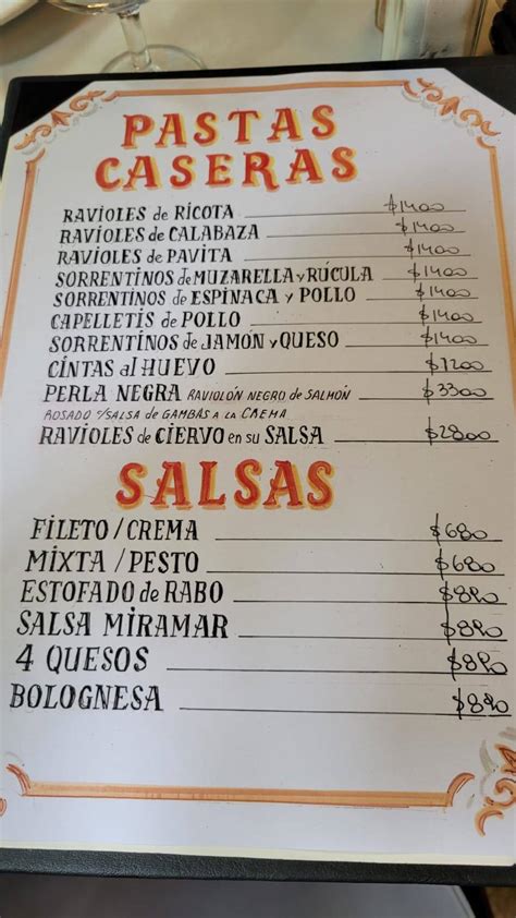 Carta del restaurante Rotisería Miramar Buenos Aires Av San Juan 1999