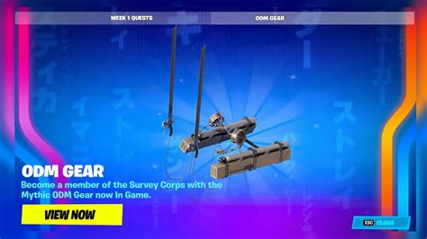 How To Get Eren Yeager Odm Gear Mythic In Fortnite Chapter 4 Season 2 New Update Youtube