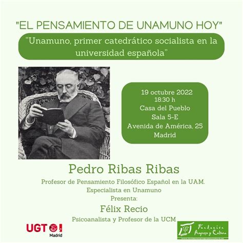 Conferencia De Pedro Ribas Unamuno Primer Catedr Tico Socialista En