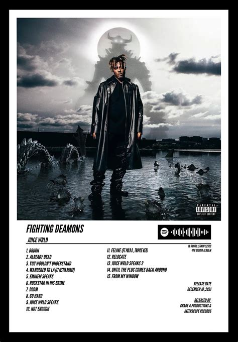 Juice Wrld Fighting Demons Custom Album Poster Tracklist Etsy