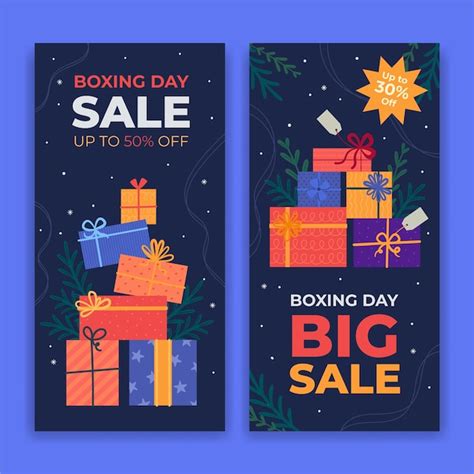 Free Vector Flat Boxing Day Vertical Banners Set