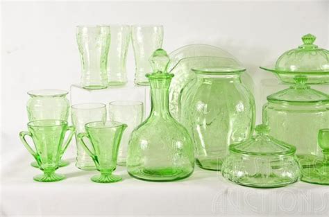 89 Pcs Hocking Green Cameo Ballerina Depression Glass Lot 89