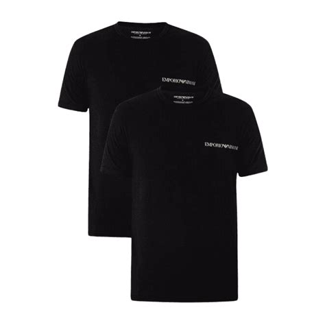 Emporio Armani Cotton 2 Pack Round Neck Black Gold T Shirt Clothing