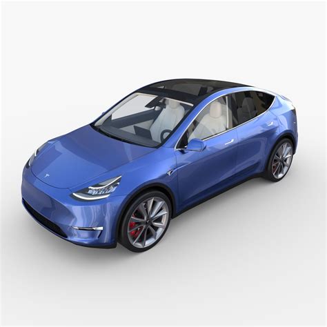 Tesla Model Y Awd Blue D Stl Blend Obj Fbx