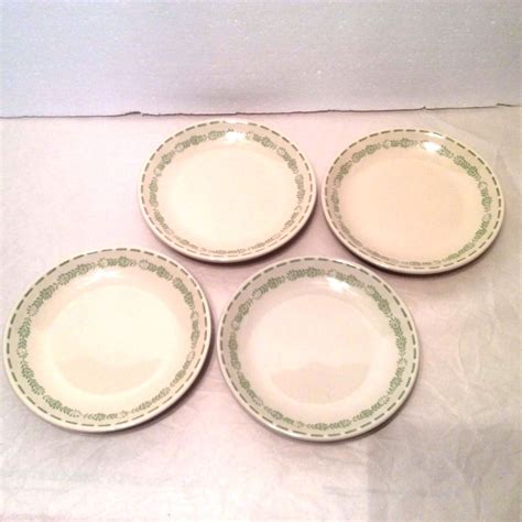 Pfaltzgraff Circle Of Kindness 4 APPETIZER Dish SAGE Green Sandwich