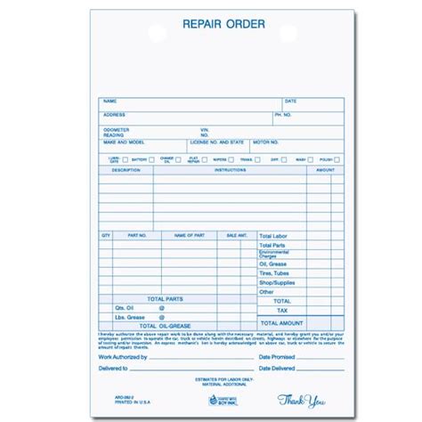 Bicycle Repair Forms Invoice Tags Receipt Work Order Designsnprint