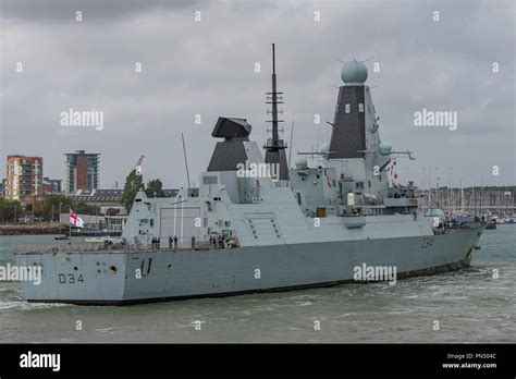 The Royal Navy Type 45 Destroyer Hms Diamond Returning To Portsmouth