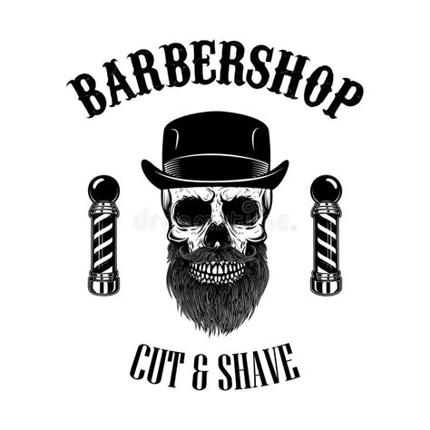 Barber Shop Poster Template Bearded Skull Stock Illustration