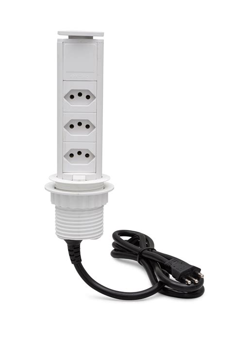 Torre de Tomada Retrátil Multiplug 3 Tomadas 10A Branco QTMOV