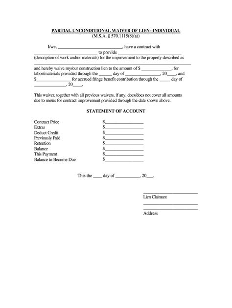 Partial Unconditional Waiver Form Fill Out And Sign Printable Pdf Hot