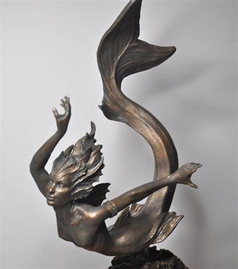 Mermaid Statue Bronze Finish Etsy Mermaid Statues Mermaid Statue