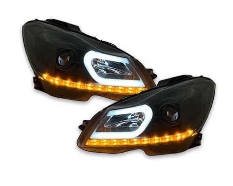 LED Tagfahrlicht Scheinwerfer Mercedes Benz C Klasse W204 11 15 Schwarz