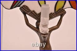 Art Deco Lamp Vintage Art Deco Boudoir Lamp Stained Glass Shade Nude