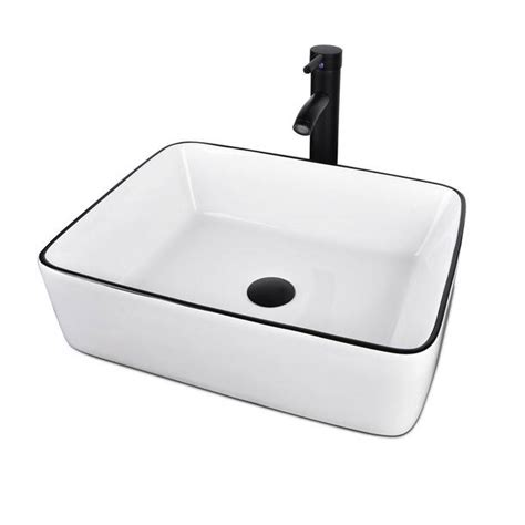 Deervalley Ally White Ceramic Rectangular Vessel Bathroom Sink