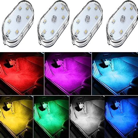 4 luces LED inalámbricas para el interior del coche 7 colores de