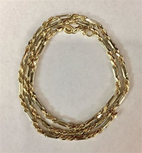 K Solid Gold Italian Milano Rope Chain Necklace Etsy