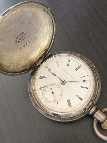 Antique Hampden Model 2 18s 11j Coin Silver Pocket Watch No Crystal