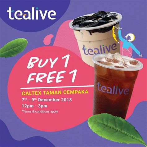 Tealive Caltex Taman Cempaka Opening Promotion Buy 1 FREE 1 7 December