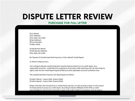 Hard Inquiry Removal Credit Dispute Letter Template Diy Credit Repair Poor Bad Credit Remove