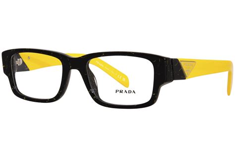 Prada PR-07ZV 19D1O1 Eyeglasses Men's Black/Yellow Marble Full Rim 53 ...