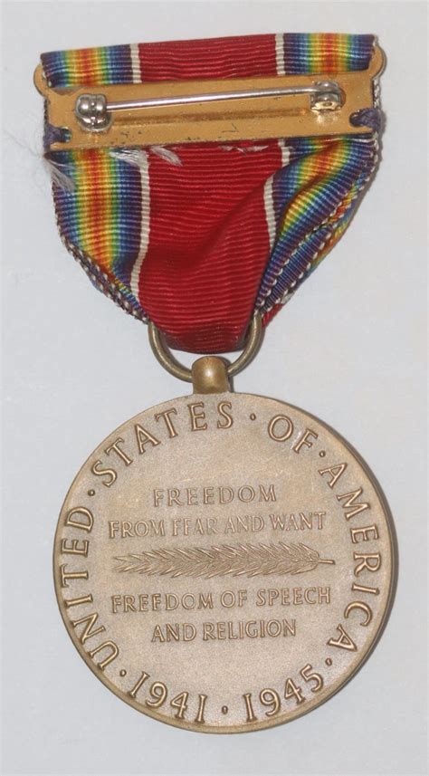 Original Ww2 Us Full Size American Victory Medal Sew Down Ribbon