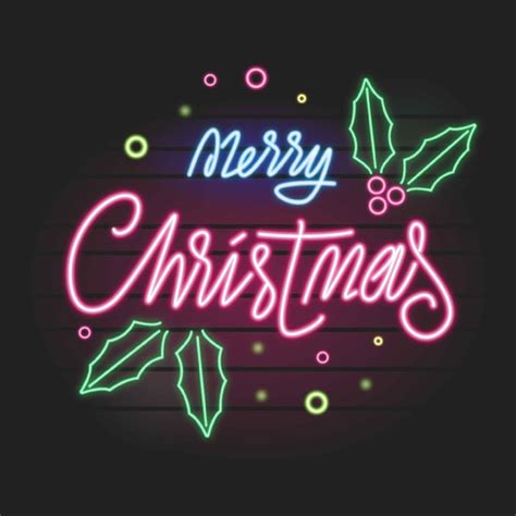 Free Vector Merry Christmas Concept With Neon Design