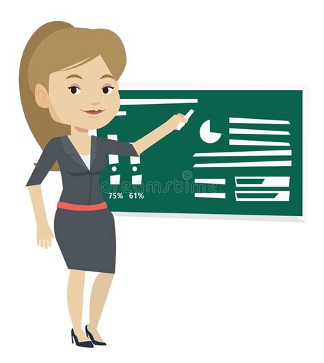 Teacher Writing On A Chalkboard Stock Vector Illustration Of