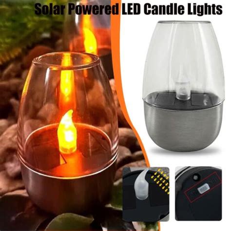 Solar Powered Led Candle Lights Flickering Tea Outdoor Gx Decors Garden