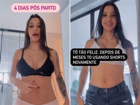 Bia Miranda Mostra Corpo Quatro Dias Ap S O Parto Usando Shorts