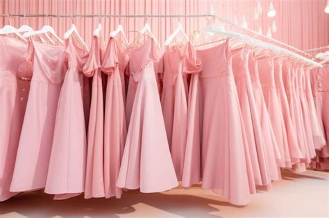 Vestidos Rosas Al Estilo De Barbie Pink Colgados En Perchas En La