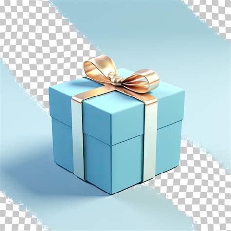 Premium Psd A Blue Gift Box With A Gold Ribbon Tied Around It