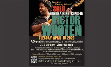 Victor Wooten: solo bass concert; as a benefit to help support South African township ...